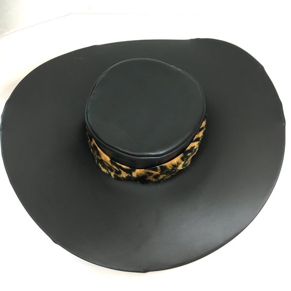 70’s Style Blk Faux Leather Pimp Big Daddy Hat Vtg - Picture 8 of 12